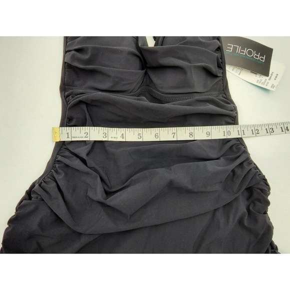 NWT Profile By Gottex Black Ruffled V-Neck One Piece Swim Suit Size 6 - Picture 5 of 12
